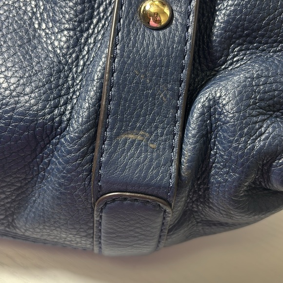 NWT MICHAEL KORS Fulton Navy Blue Pebbled Leather Large Satchel Purse - Picture 4 of 10